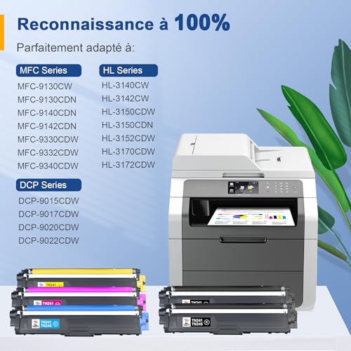 Palmtree TN241 TN245 Toner de Remplacement pour Brother TN-241 pour Brother MFC 9332CDW Toner DCP 9022CDW MFC-9142CDN HL-3142CW DCP-9022CDW MFC-9332CDW DCP-9020CDW HL-3152CDW HL-3140CW (5-Pack)