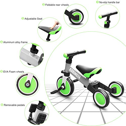 KORIMEFA 5 in 1 Balance Bike Tricycles for 13 Years Old, Toddler Bike