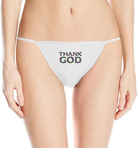 Prismatic Low Poly Thank GOD Print Sleek Model Thong Panty