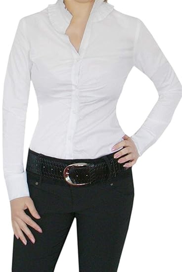 DIVA-MODE Schicke Damen Bluse,Blusenbody mit V-Ausschnitt