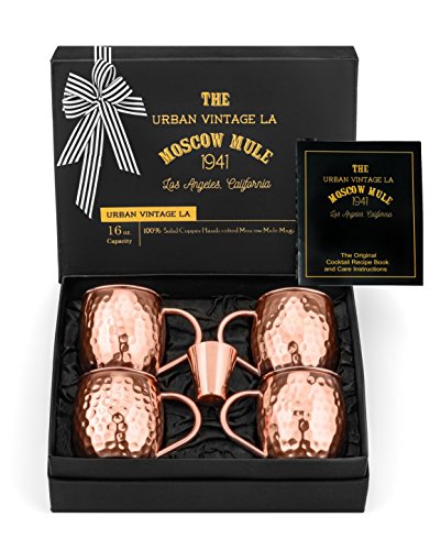 100% Copper Moscow Mule Mugs Gift Set :: Moscow Mule Copper Mugs Set of 4 :: Pure Copper Moscow Mule Gift Set :: Authentic Copper Cups for Moscow Mules in Gift Box :: Handcrafted Solid Copper Mugs
