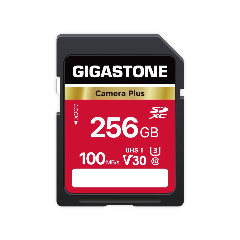 GIGASTONE 256GB SD Card, Camera Plus, V30 SDXC Memory Card High Speed UHD Video Compatible with Canon Nikon Sony Pentax Kodak Olympus Panasonic Digital Camera, with 1 Mini case