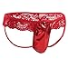 FEESHOW Men's Lace Jockstrap Briefs Bikini Thong G String Underwear T Back (X-Large (waistline:28.0-47.0