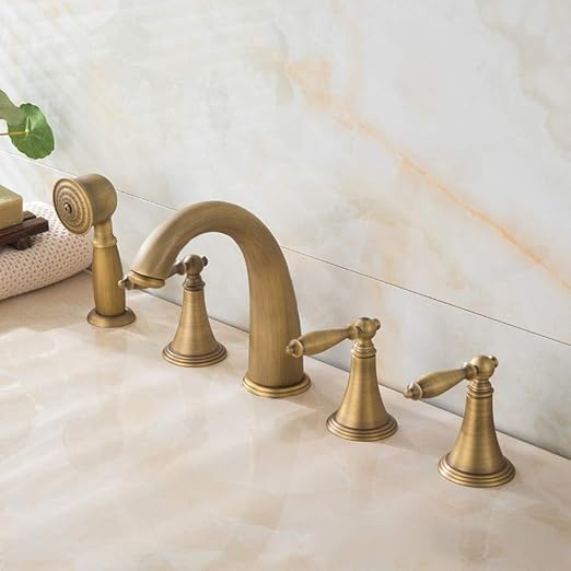 Bathroom Tub Faucet 5 Hole Roman Tub Filler Faucet With Handheld