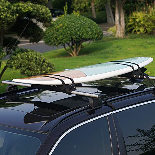 Neolife Car Roof Rack Pads for Surfboard Kayak SUP Snowboard Racks 19Inch Long Large Aero Bars [Pair] (Black Flat 19 in with Strap, 19 in) - Thumbnail 6