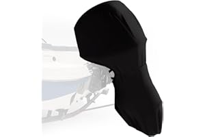 GOTRUTH Full Outboard Motor Cover, 800D Heavy Duty Waterproof Boat Motor Cover, Trailerable Boat Engine Covers Fit for Motor 150-220 HP, Black