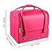 HOMFA Makeup Train Case 3 Layer Makeup Organizer Bag with Shoulder Strap Adjustable Dividers for Cosmetics Makeup Brushes Toiletry Jewelry (Pink)
