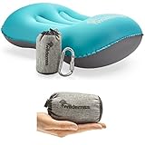 Inflatable Camping Pillow + Ultralight Stuff Bag + Screw Locking Carabiner for Hanging Lightweight Stuff - Excellent Choice for Camping, Travel, Go Bags, Hiking Essentials or Backpacking Gear