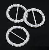 CYNDIE Hot Sale New 50 Pcs 53 mm Round Silver Tone Acrylic Buckle Chair Sash Ribbon Slider