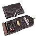Traditional Brown Genuine Leather Tobacco Smoking Pipe Pouch Bag Organize Case Pipe Tool lighter Holder Pocket for 2 Pipe (black-brown)