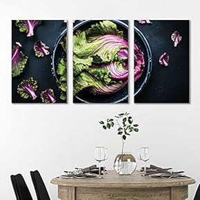 3 Panel Canvas Wall Art - Vegetable in Bowl - Giclee Print Gallery Wrap Modern Home Art Ready to Hang - 16"x24" x 3 Panels