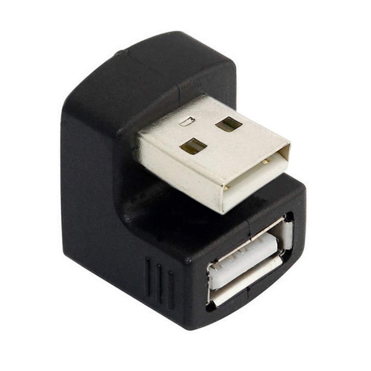 cablecc Down Angled USB 2.0 Adapter A Male to Female Extension 90 180 360 Degree Black