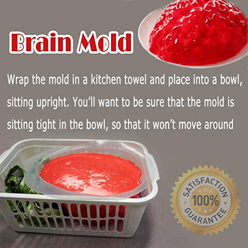 Brain Jello Gelatin Mold,2 Pack Large Human Zombie Brain Mold for Cake Candy,Plastic Halloween Baking Brain Prop Decorations Standard for Kids Adult - Thumbnail 3