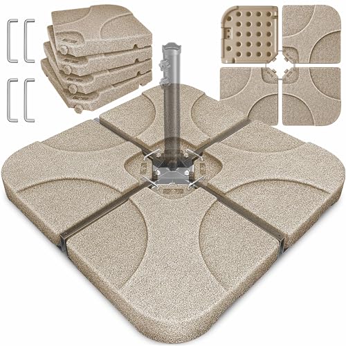 KESSER® Sonnenschirmständer 4-teilig Schirmgewicht Schirmständer für Ampelschirm Bodenkreuz 60 Liter / 80 kg befüllbar mit Wasser oder Sand Inkl. Meta