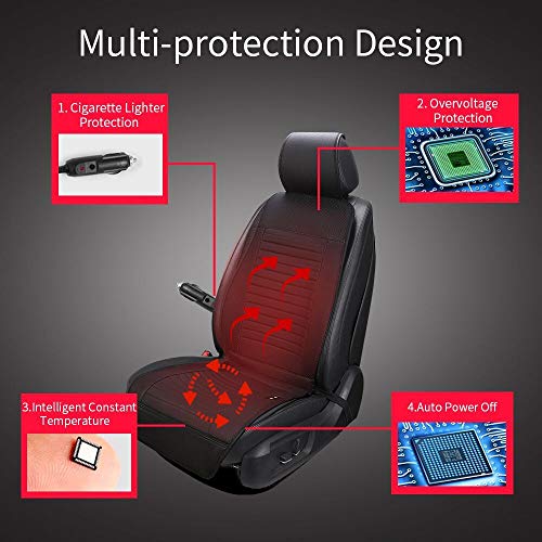 WARMITORY Heated Car Seat Cushion Universial Car Seat Warmer with 3 Levels Intelligent Heating