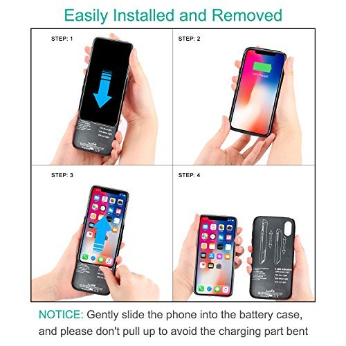 iPhone X Battery Case, LoHi Lightning Connector Audio Support Charger 4000mAh Rechargeable Soft TPU Fingerprint Resistant Ultra Slim Extended Charging Backup 5.8\