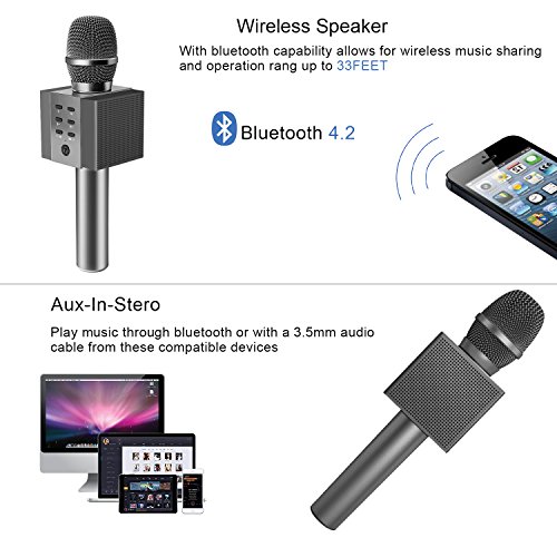 TOSING 008 Wireless Bluetooth Karaoke Microphone，Louder Volume 10W