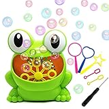 HKDA Bubble Machine, Frog Bubble Maker Blower, Kids Toys with 5 Extral Bubble Bars, Mini Screwdriver, 500 Bubbles per minute for Indoor Outdoor Play, Birthday Parties, Picnics