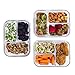 Glass Meal Prep Containers - 3-Compartment Glass Food Storage with Lids - Divided Lunch Containers - Bento Box