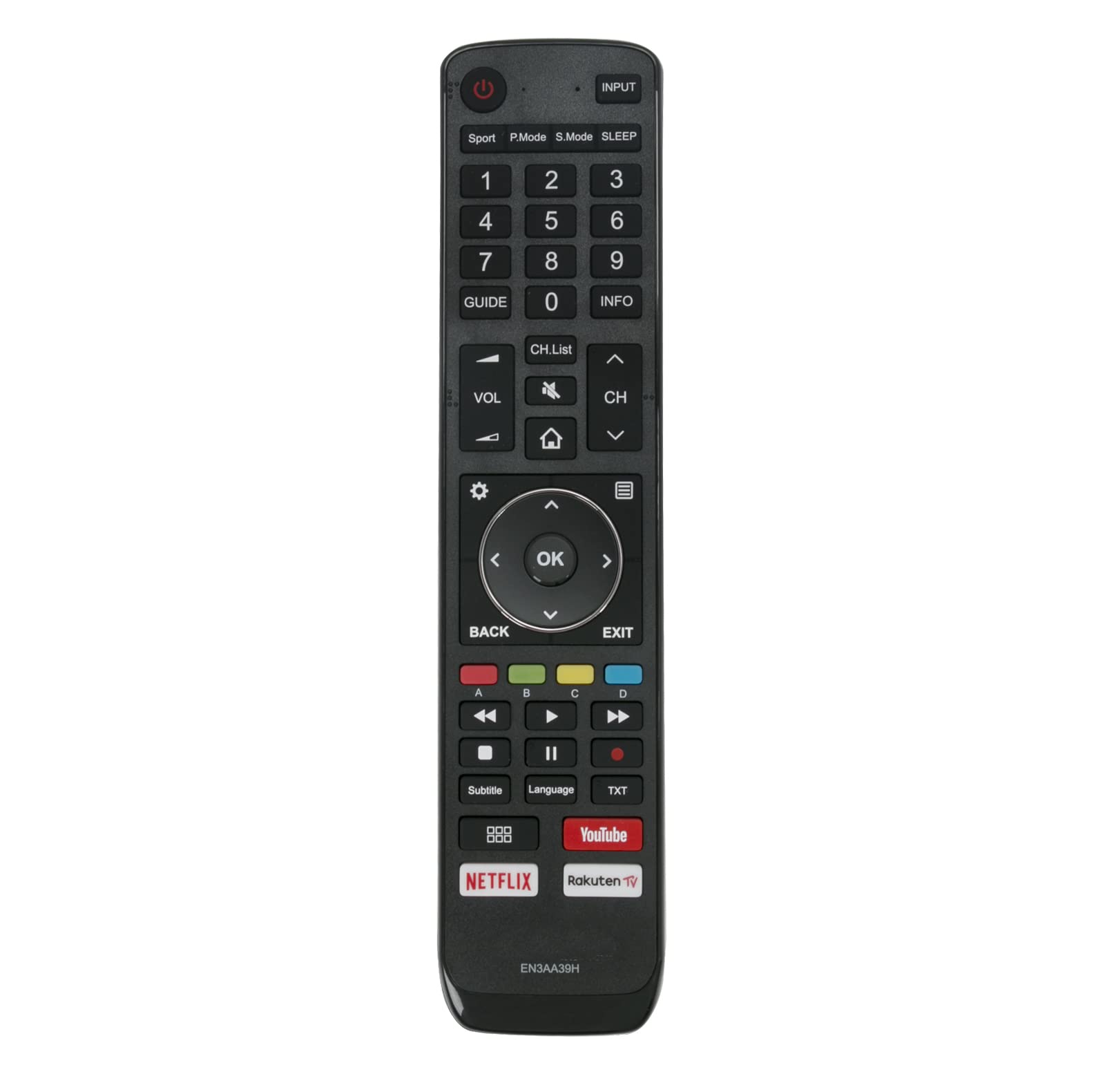 AULCMEET EN3AA39H sub EN3B39 Replacement Remote Control Compatible with Hisense OLED 4K HDTV H65A6550 H50U7A H43AE6400 H65AE6400 H43A6550 H50U7AUK H55U7AUK H65U7AUK H50A6550 H55A6550 H55U7A H50AE6400