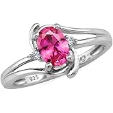 Silvershake 7x5MM Oval Shape Genuine Gemstone 925 Sterling Silver Engagement Wedding Anniversary Ring