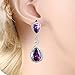 EVER FAITH Silver-Tone Cubic Zirconia February Birthstone Tear Drop Dangle Earrings Purple