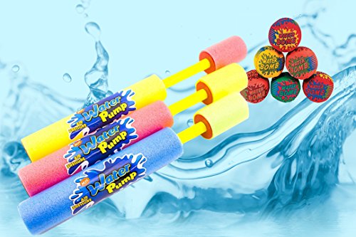 24 Blade Blaster Mini Eliminator Foam Water Gun Easy Light Weight Water Shooter and Pack of 12 Water Bomb Splash Balls Offers Plenty of Pool Fun or Beach Fun for Both Boys and Girls
