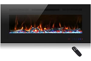 Cheerway 42 inch Electric Fireplace with Heater, Wall Mounted & Recessed Electric Fireplace Insert, Linear Wall Fireplace w/Thermostat, 13×13 Flame Color, Remote & Touch Control w/Timer, 750W/1500W