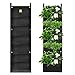 KORAM 7 Pockets Vertical Garden Wall Planter Living Hanging Flower Pouch Green Field Pot Felt Indoor/Outdoor Wall Mount Balcony Plant Grow Bag for Herbs Vegetables and Flowers (10pcs of Plant Tags)
