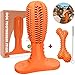 Wisedom Dog Toothbrush Stick-Puppy Dental Care Brushing Stick Effective Doggy Teeth Cleaning Massager Natural Rubber Bite Resistant Chew Toys for Dogs Pets