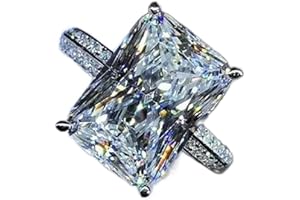 CZCLMLT Inlaid Oversized Zircon Ring Simple Ladies Luxury Jewelry Fashion Octopus Inlaid 3A Oversized Rectangular Women's Zircon Wedding Engagement Ring CZC011 (9)