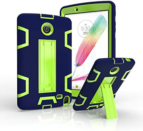 LG G Pad 2 8.0" Case,LG G Pad F 8.0" Case,HAPPIG0 Three Layer Armor Defender Full Body Protective Case with Kickstand Cover for LG G Pad II 8.0"/G Pad F 8.0"(V498)(Navy/Fluorescent green)