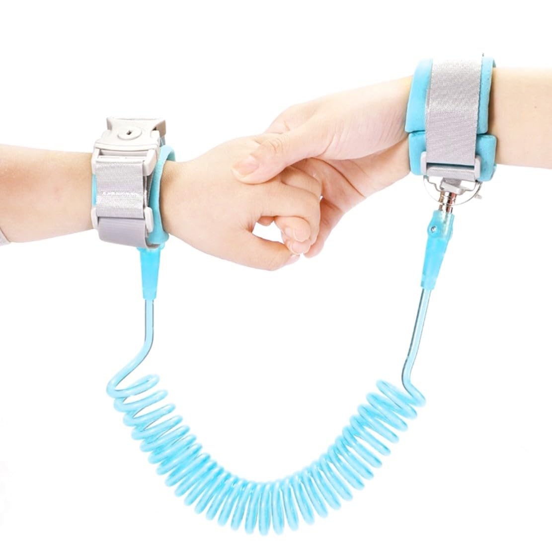 JZK Blue Anti-Lost Wrist Link for Toddler, Adult and Child Wrist rein for Toddlers with Lock, Autism Child Safety Wrist Strap for Autistic Child, Walking Safety Harness Belt for Kids