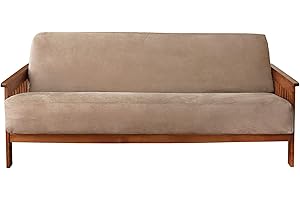 SureFit Home Décor Soft Suede Futon Slipcover, Polyester, Machine Washable, One Piece, Taupe Color