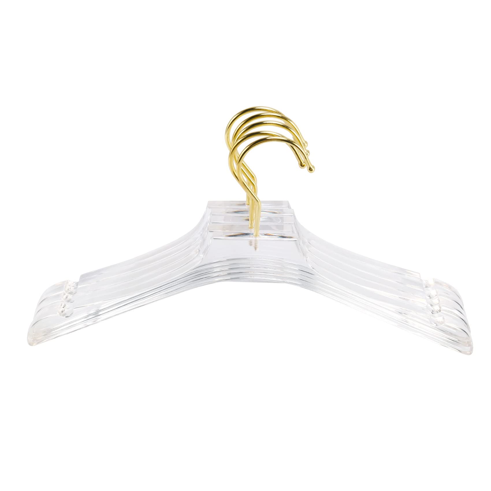 KJKVIVH 5 Pcs Clear Acrylic Clothes Hanger with, Transparent Shirts Dress Hanger with Notches for Lady Kids S