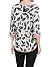 Allegra K Women Feather Prints 3/4 Sleeves Keyhole Flowy Top L White