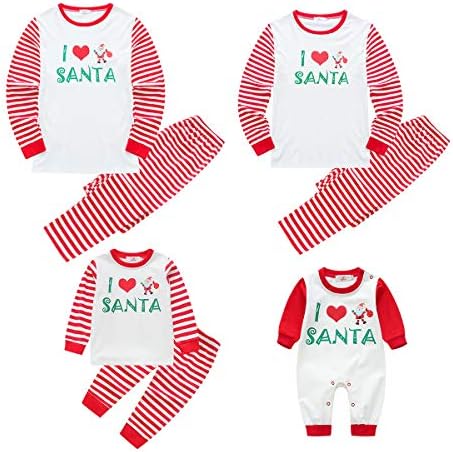 WEICICI Christmas Family Matching Pyjamas Red Striped Winter Pajamas for Mom, Dad, Child and Baby