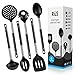 Cooking Utensil Set - 6 Best Kitchen Utensils Set - Black Nylon Cooking Utensils - Kitchen Gadgets Gifts Prime