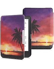 kwmobile Case Compatible with Kobo Clara HD - Case PU e-Reader Cover - Sunset Palm Pink/Yellow/Violet