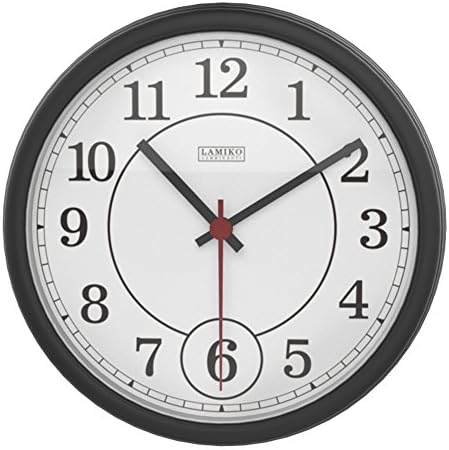 LAMIKO Silent Non-ticking Wall Clock 12 Inch Decorative Digital Clock ABS Frame PS Cover,Black