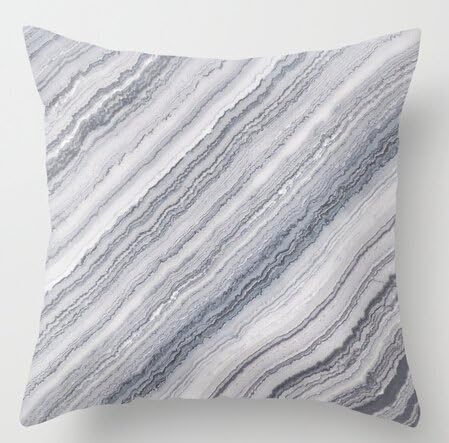 Unique Style Grey Marble Throw Pillow Cover Home Decorative Throw Pillowcase Square Zip Cover 18x18 Inch