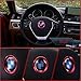 3Piece For BMW Steering Wheel Emblem Decal+Steering Wheel Center alloy Decor+Start Stop Button Ring Push Button Ignition Switch Decor combination,Make your car very cool (Rose red)