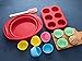 Aokinle Silicone Bakeware Set-16 Piece Baking Molds Non Stick Muffin Pan,Round Cake Pan,Cake Cups Molds,Spatula,Red