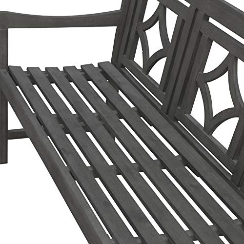 Vifah V1828 Haseley Outdoor Patio Diamond 5-Foot Hand-Scraped Hardwood Bench, Vista Grey - Thumbnail 5