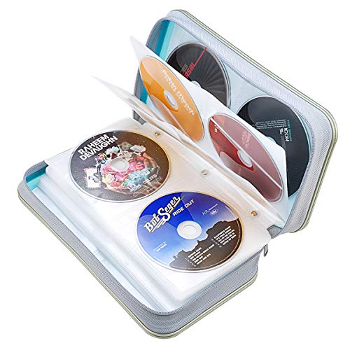 CD DVD Wallet, Wismart 96 Capacity Heavy Duty Sturdy DVD Storage Hard Shell CD Disk Holder DVD Case VCD Wallets Blu-ray Media Case Storage Holder Organizer Wallet,96 Capacity (SkyBlue)