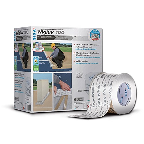 SIGA Wigluv 100 High Performance Windproof Masking Tape, 25 m, Metal, Wood