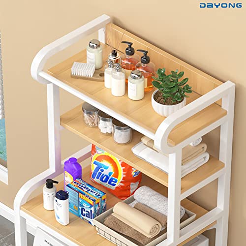 DAYONG Over Washing Machine Storage Rack, 3-Tier Laundry Organiser with Shelves, Bathroom Room Shelf, Shelving Units Clothes Dryers Shelf for Laundry Room, Balcony, Bathroom (White)