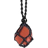 Anjiucc Natural Gemstone Crystal Pendant Necklace Stone Holder Necklace Cord Hand-Woven Necklace with Adjustable Length for Women Men