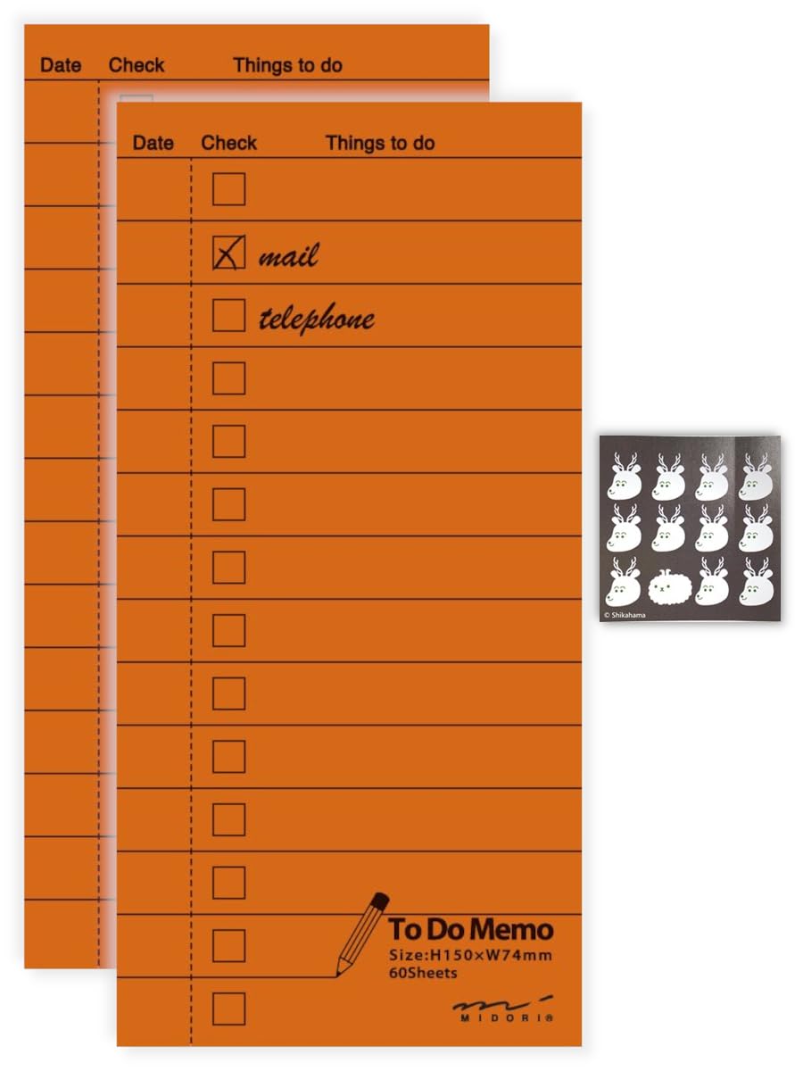【2個セット】ミドリ メモ ToDoリスト やることリスト チェックリスト オレンジ 91802346 おまけThanksステッカー付 の商品画像