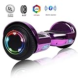Felimoda 6.5 Inch Self Balancing Hoverboard, Two Wheels Hoverboard w/LED Light Built-in Wireless Speakers- UL2272 Certified (Chrome Purple)